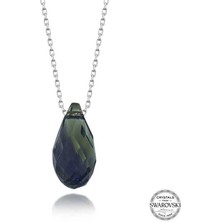 Ucarticaret Swarovski Crystal Taşlı Drop Kesim Gümüş Kadın Kolye