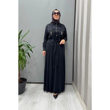 Clande Cep Detaylı Ipek Cupro Elbise Siyah 5005