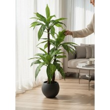 Nettenevime Yapay Ağaç Yukka Sarı Çizgili Draceena Ağacı Antrasit Küre Saksıda 120*50CM 54 Yapraklı