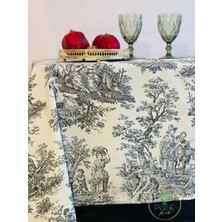 Perde Plus Fransız Masa Örtüsü, Vintage Pastoral Sahne Deseni, Dekoratif Yemek Masası Örtüsü