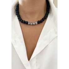 Liveyn Design Kontras Renk Siyah Kolye