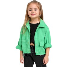 Escabel Mojo Kız Bebek 1-5 Yaş Yanları Büzgülü Kot Ceket Yeşil