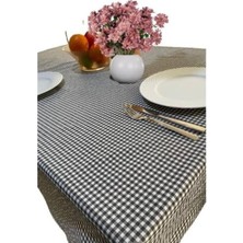 Turanyolu Siyah Ekoseli Sofra Bezi – 160X160 cm | Modern ve Masa Şıklığı