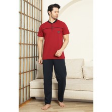 Enisena Erkek %100 Pamuk Pijama Takımı -3 Düğmeli-Robalı 12383