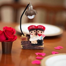 Alpjoy Çift Seramik Oturan Ayaklı Hediyelik Işıklı Biblo