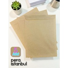 Pera İstanbul 5 Adet 24X32 cm Kraft Davetiye Lüks Tebrik Kartı Mektup Mühür Cüzdan Büyük Kapasiteli Torba Zarf