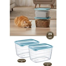 Flosoft 2’li Evcil Hayvan Mama ve Kum Kovası Seti, Kapaklı Kedi Köpek Mama ve Kum Saklama Kabı Kutusu 6lt