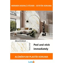 Letsii Vinil Beyaz Mermer Desenli Su Geçirmez Alüminyum Plastik Duvar Sticker