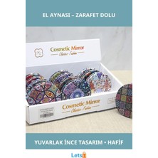 Letsii Taşlı Yuvarlak Ince El Aynası Şık Tasarım