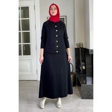 Rabia Şamlı Melis Çelik Örme Triko Takım Siyah