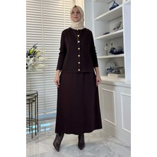 Rabia Şamlı Melis Çelik Örme Triko Takım Acı Kahve