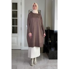 Rabia Şamlı Melda Triko Tunik Sütlü Kahve
