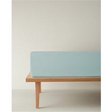 English Home Novella Premium Soft Cotton Tek Kişilik Lastikli Çarşaf 100X200 cm Açık Mavi Düz Desenli