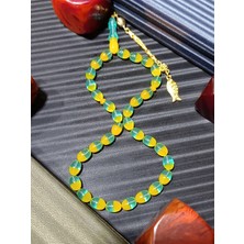 Anemore Collection Toz Kehribar Tesbih Sarı - Yeşil Renk