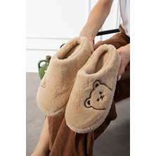  ayıcık desenli nakışlı | kışlık unisex ev terliği | kaydırmaz taban