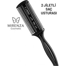  2 jiletli siyah saç usturası taraklı tip | kuaför berber tıraş usturası | saç kesim aparatı