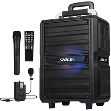 Shile SL-2017 50 Watt Taşınabilir Seyyar Aktif Amfi Hoparlör Kablosuz El + Yaka Mikrofonlu Usb+Sd+B