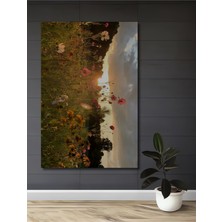 Teona Ahşap Gün Batımı Çiçek Tarlası Sulu Boya Görünümlü Dekoratif Ahşap Tablo Dikdörtgen Tablo