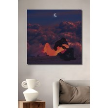 Teona Ahşap Uzay Siluet Aşıklar Yağlı Boya Görünümlü Ahşap Dekoratif Tablo Dikdörtgen Tablo