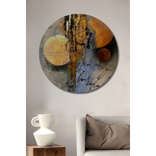 Teona Ahşap Altın Işıltılı Modern Sanat Yağlı Boya Görünümlü Dekoratif Ahşap Tablo Yuvarlak Tablo
