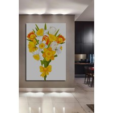 Teona Ahşap Sulu Boya Görünümlü Bahar Çiçekleri Demeti Dekoratif Ahşap Tablo Dikdörtgen Tablo