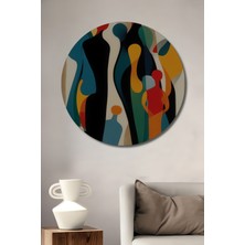 Teona Ahşap Modern Sanat Soyut Insan Figürleri Yağlı Boya Görünümlü Dekoratif Ahşap Tablo Yuvarlak Tablo