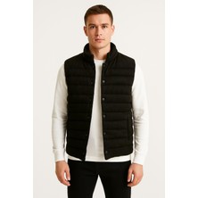 Classics Men Ezr Çıtçıtlı Erkek Slim Fit Siyah Süet Yelek - 7445