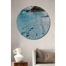 Teona Ahşap Masalsı Deniz Manzarası Ahşap Dekoratif Tablo Yağlı Boya Görünümlü Sanat Eseri Yuvarlak Tablo