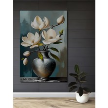 Teona Ahşap Baharın Incelikli Zarafeti Manolya Çiçekleri Sulu Boya Görünümlü Ahşap Tablo Dikdörtgen Tablo
