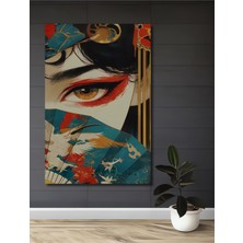 Teona Ahşap Geisha Sanatı Sulu Boya Görünümlü Ahşap Dekoratif Tablo Dikdörtgen Tablo