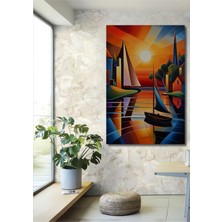 Teona Ahşap Modern Sanatın Işıltılı Suları Yağlı Boya Görünümlü Ahşap Dekoratif Tablo Dikdörtgen Tablo