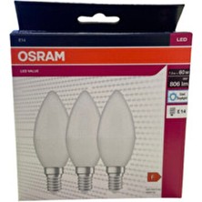 Osram Sectron 7,5W E14 Duy Led Ampul Beyaz Işık 6500K 3'lü Paket 806 Lümen