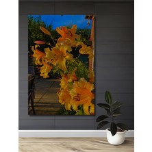 Teona Ahşap Sarı Zambaklar Yağlı Boya Görünümlü Ahşap Dekoratif Tablo Dikdörtgen Tablo