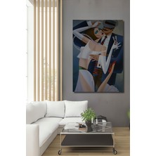 Teona Ahşap Bohem Sanat Yağlı Boya Görünümlü Dans Eden Çift Dekoratif Ahşap Tablo Dikdörtgen Tablo