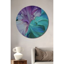 Teona Ahşap Canlı Çiçek Desenli Soyut Sanat Yağlı Boya Görünümlü Ahşap Dekoratif Tablo Yuvarlak Tablo