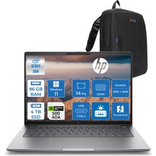 Hp Zbook 8 G1I Ultra 9 285H 96GB Ddr5 4tb SSD 4GB/RTXA500 14" Wuxga 300 Nit Windows 11 Pro Taşınabilir Iş Istasyonu B30HPESP24 + Zettaçanta