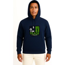 Bahriyeli Collection Kapüşonlu Investor Stock Market Trader Sticker Göğüs Tasarımlı Unisex Sweatshirt