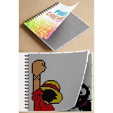 Pink Swan Craft Pixel Dreams Skecth Book 20 x 20 cm 50X50 Kareli Pixel Art, Eskiz, Çizim ve Boyama Kitabı