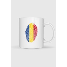 Bahriyeli Collection  Romania, Flag, Fingerprint Tasarımlı Kupa Bardak