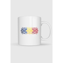 Bahriyeli Collection  Romanian Flag Of Romania Folklore Pattern Tasarımlı Kupa Bardak