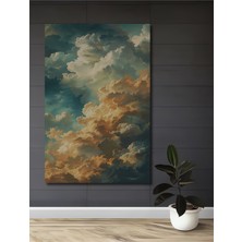 Teona Ahşap Gökyüzü Yağlı Boya Görünümlü Bulutlar Ahşap Dekoratif Tablo Dikdörtgen Tablo