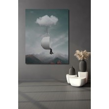 Teona Ahşap Kahve Fincanında Bulutlara Yolculuk Yağlı Boya Görünümlü Ahşap Dekoratif Tablo Dikdörtgen Tablo
