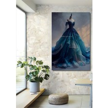 Teona Ahşap Masalsı Yıldızlı Kırlangıç Yaka Abiye Elbise Yağlı Boya Görünümlü Ahşap Tablo Dikdörtgen Tablo