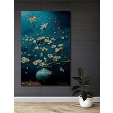 Teona Ahşap Baharın Müjdecisi Beyaz Çiçekler Yağlı Boya Görünümlü Ahşap Dekoratif Tablo Dikdörtgen Tablo