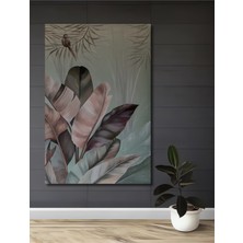 Teona Ahşap Tropikal Kuş Yaprakları Yağlı Boya Görünümlü Ahşap Dekoratif Tablo Dikdörtgen Tablo