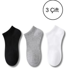 Lykos Erkek Pamuklu Bilek Boy Patik Çorap 3'lü Paket Siyah - Gri - Beyaz