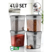 Nandy Home 4'lü Mega Boy Click Kapaklı Saklama Kabı Seti – Erzak, Bakliyat, Düzenleyici - 5500ML.