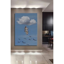 Teona Ahşap Gökyüzünde Salıncakta Mutluluk Yağlı Boya Görünümlü Ahşap Dekoratif Tablo Dikdörtgen Tablo