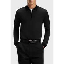 Boss Logolu Pamuklu Regular Fit Yarım Fermuarlı Polo Yaka Kazak Erkek Polo Yaka Kazak 50549583 001