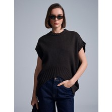 Dilvin 10839 Yün Karışımlı Oversize Süveter-Kahve